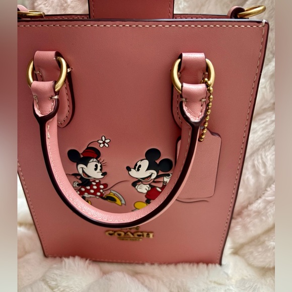 NEW Disney X Coach Blush Multi Leather Mini Tote Ice Skate Motif Mickey & Minnie - Picture 11 of 16
